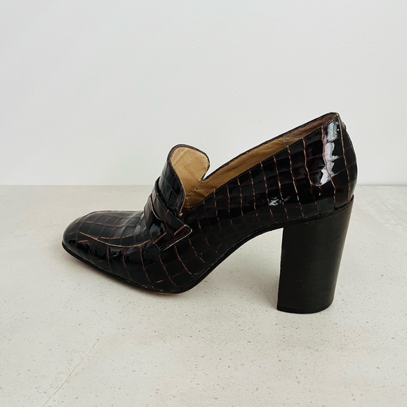 Vintage Free Lance Paris. Heeled Loafers in Dark Brown Shiny Leather - Picture 3 of 5